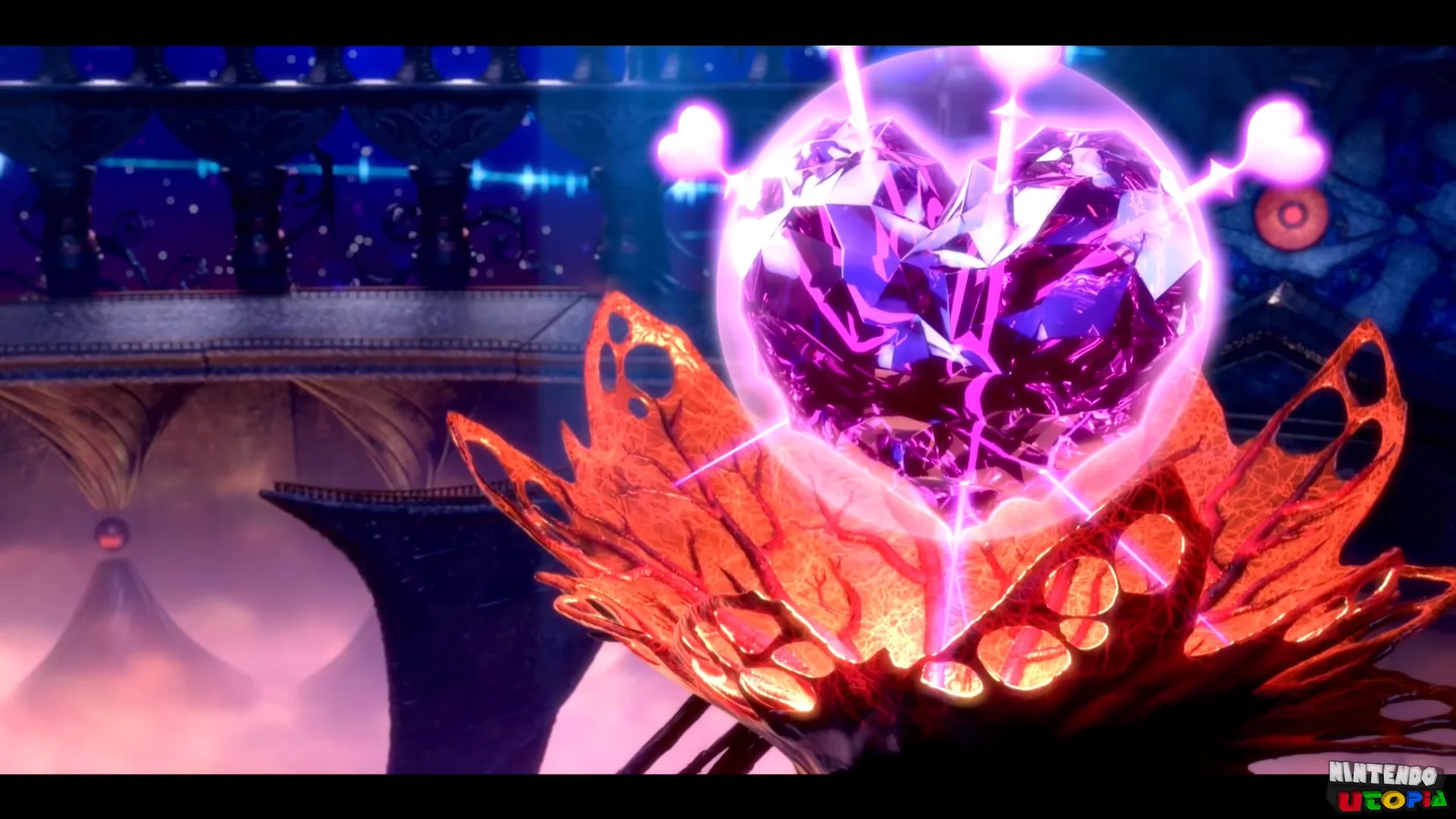 The giant dark crystal heart rests on Hyness's alter, its power sealed away by the heart spears.