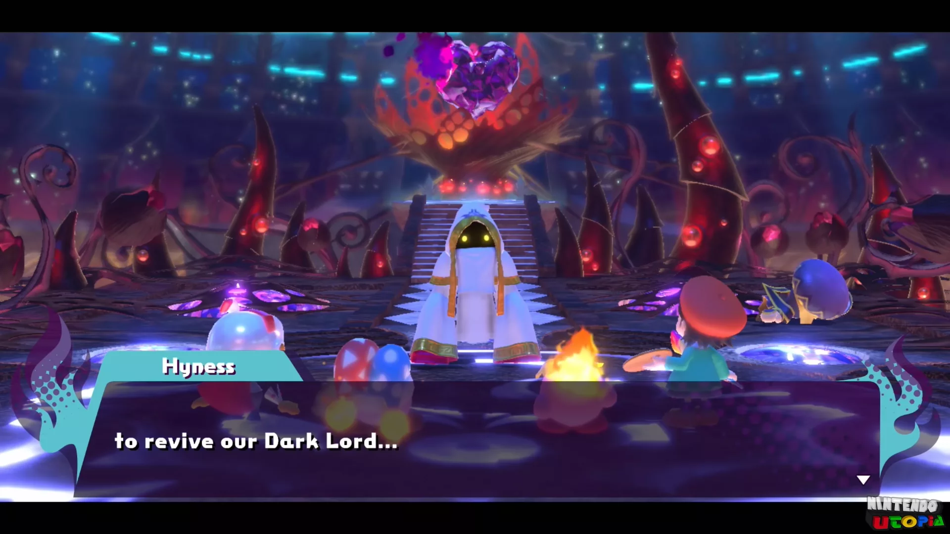 Hyness text box that reads: to revive our Dark Lord...