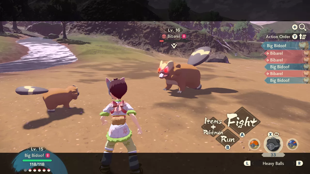 Screenshot of a battle in Pokémon Legends: Arceus.